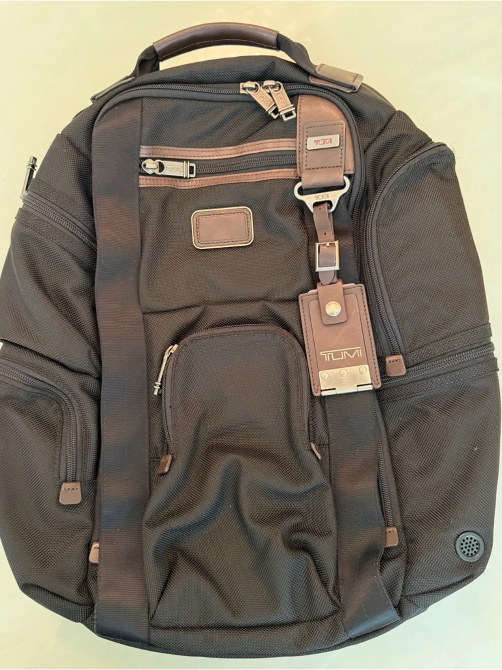 Tumi Brown and Black Men's Backpack with Leather Accents